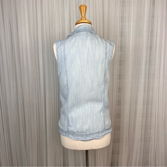 GENTLE FAWN Lightweight Chambray Moto Vest - XS - Picture 5 of 8